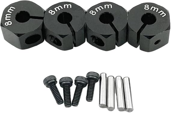 4 Pieces Wheel Hub Hex Adapter Rc Car Upgrades Parts Wheel Hubs Mount Combiner Pins Accessories Suitable for Vehicle Maintenance And Model E, 8mm Black