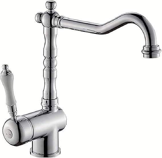 Chrome Kitchen Faucet Nostalgia Mixer 360°°Swivel Sink Single Lever Tap Made of Brass with Ceramic Handles