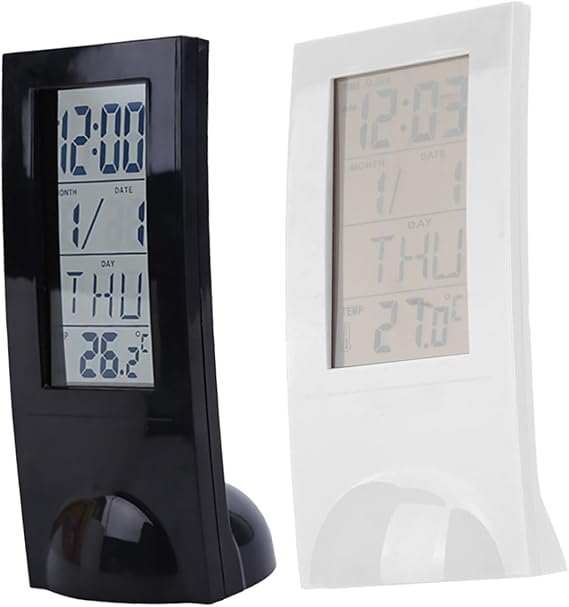 Ciieeo Digital Alarm Clock 2 Pcs Plastic LED Desktop Calendar