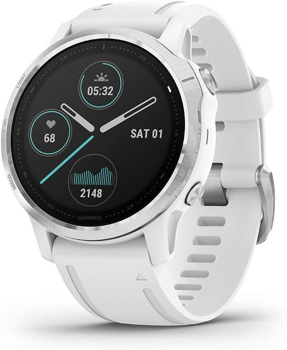 Garmin Fenix ​​6S ultimate multi-sport GPS watch small heat and height-adjusted V02 Max pulse oximeter sensors and training load focus white