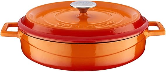 Lava Döküm Çok Amaçlı Yayvan Tencere. Trendy Serisi Çap(Ø)32cm. Turuncu