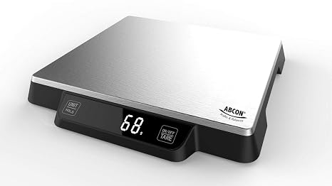 ABCON Multipurpose Digital 15kg 34lb Large Kitchen Postal Weighing Scales Slim Cooking Baking Food Ingredients Liquids Weigh & Add in Same Bowl Shipping Letters Postage Parcel Stainless Steel Platform