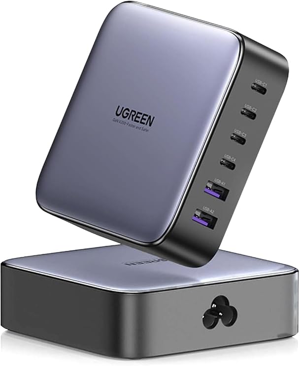 UGREEN Nexode 200W 6 Ports USB C Fast Desktop Charger GaN II Compatible with 100W 65W MacBook Pro Air M3 M2 M1 iPhone 16 Plus Pro Max 15 14 13 12 Galaxy S24 Ultra Plus 2M Power Cable Included