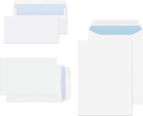 Mixed Size Standard Pack Envelopes DL C5 C4 No Window Secure SELF Seal Plain White Home Office Business Mail (16 Standard DL / 16 C5 / 16 C4 Envelopes)
