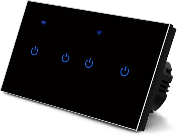 Touch Switch Smart Wifi Switch Smart Home For Tuya App Remote/Voice Control For LED-Lights, Energy-saving Lamps, Incandescent Lamp(4 Gang-Black)