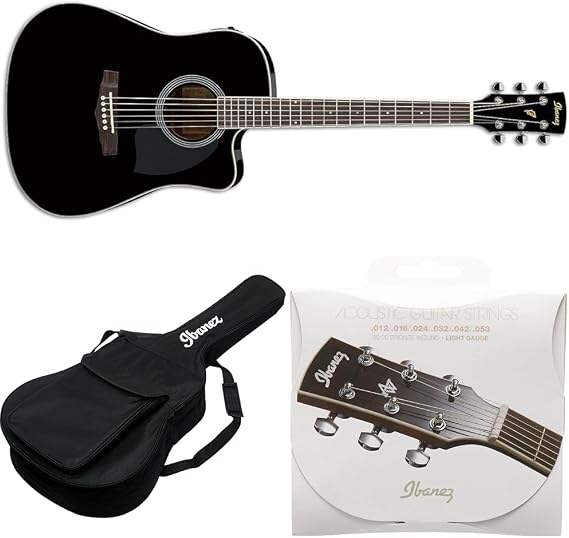 Ibanez Performance Series PF15ECE-BK - Full Size Electro-Acoustic Guitar - Black High Gloss