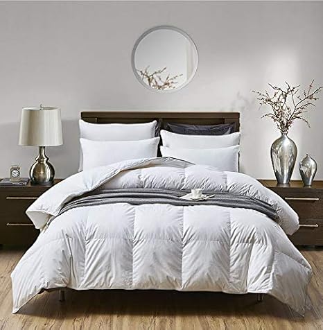 Goose Down Feather Duvet Quilt  Deluxe Best Hotel Quality Super Soft Warm & Cosy Anti Allergy Computer Quilted Construction, Self-fabric piping (Goose Down Feather, Double 13.5 Tog)