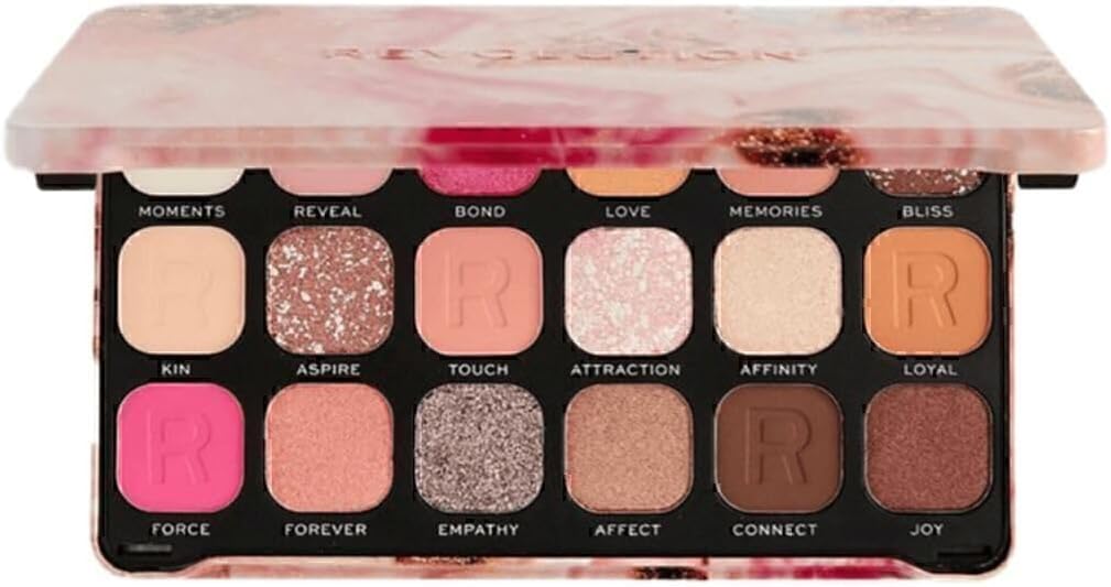Revolution Forever Flawless Affinity Eyeshadow Palette, 18 Renkli Mat Parlak Far Paleti