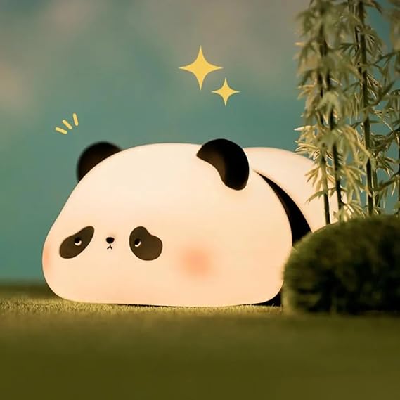 Coverzone Uyuşuk Yumuşak Silikon Panda Mini Gece Lambası Dekoratif Işık Derecesi Ayarlanabilir Yatak Odası Lambası Kitap Okuma Lambası Çocuk Odası (Uyuşuk Panda - YH301) [Enerji Sınıfı A+]