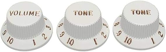 Fender Strat Pot Knobs Volume & Tone Set White 3x