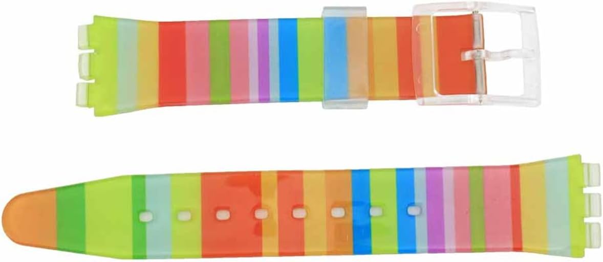 Watch Strap 17mm Rainbow Silicone (20mm) fits Swatch Compatible Rubber Replacement Band, Standard