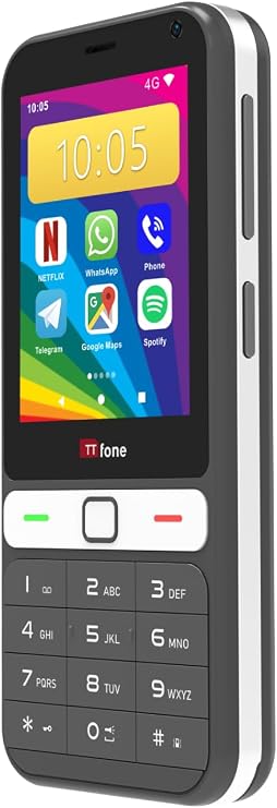 TTfone TT280 4G Compact Android Mobile Phone – 2.8" Touchscreen & Physical Keypad, Calls, Texts & Selected Apps, Dual SIM, USB-C, 2MP Camera – Unlocked- O2