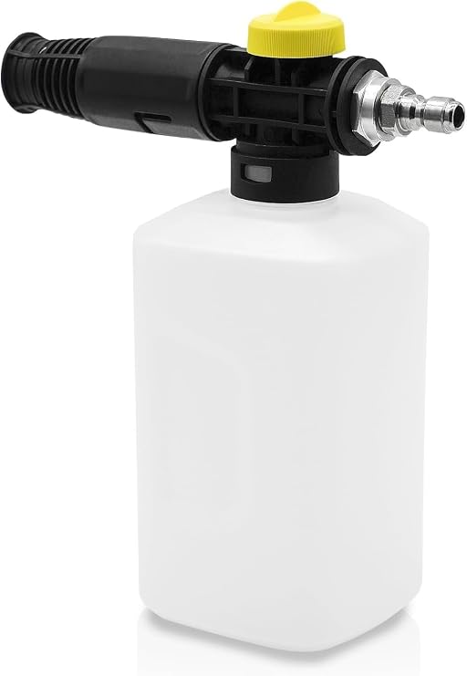 YUET Jet Bottle Snow Foam Lance Cannon Washer for Karcher K2 K3 K4 K5 K6 K7 Soap Generator High Pressure Car Foamer Wash Adjustable Sprayer Nozzle 750ML (1/4 inch Rectangular)