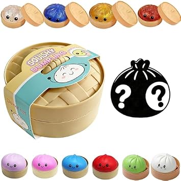 New Glitter Dumpling Squishy Mystery Box - Surprise Dumpling Squishy in Mini Steamer, No Duplicate Glitter Dumplings Toy Mystery for Party Favors 1 Pc