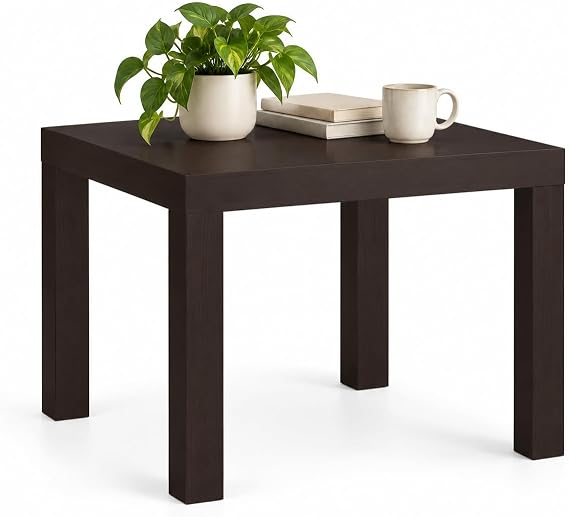 Particle Board Wooden & Plastic Edging Side Table, black-brown55x55 cm (21 5/8x21 5/8") Pack of (1)