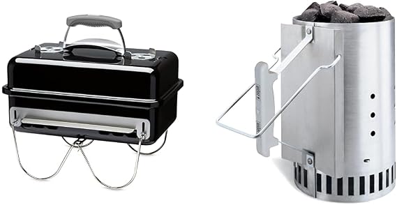 Weber Go-anywhere Portable BBQ, Black & 7416 Chimney Starter