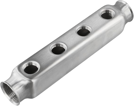 Distribution Manifold For Radiant Floor Heating Made Of 304 Stainless Steel With Wire Drawn And Resistant Finish(4 Way)