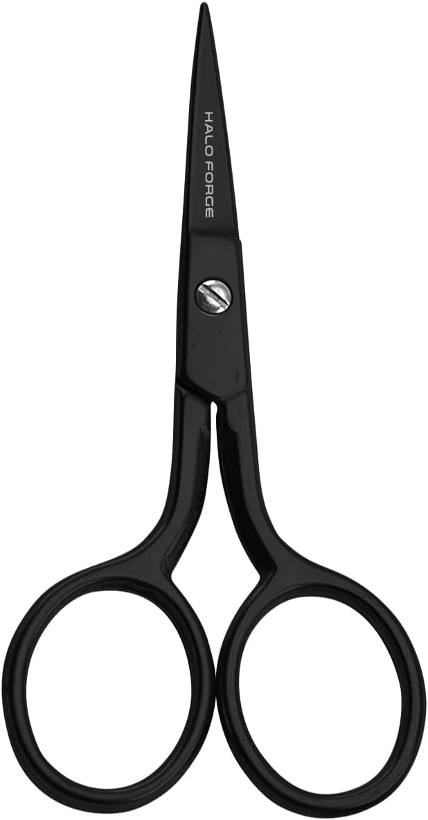 HALO FORGE Small Embroidery Scissors: Small Sharp Scissors, Little Straight Stainless Steel Pointed Tip Precision Cutting Details Thread Yarn for Quilting Knitting Cross Stitch, 3.5 Inch Black