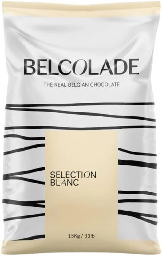 White Chocolate Buttons 15kg - Belgian Style Chocolate with 30% Cocoa Content - Easy-Melt for Confectionery, Baking, Ice Cream, and Desserts