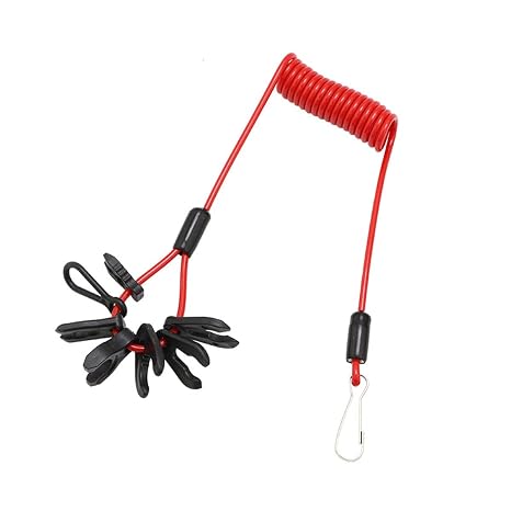 Engine Stop Switch Key Lanyard,Boat Engine Kill Stop Lanyard Emergency Kill Switch Lanyard Floating Safety Engine Lanyard Outboard Switch Emergency Stop Lanyard Cord with 7 Keys