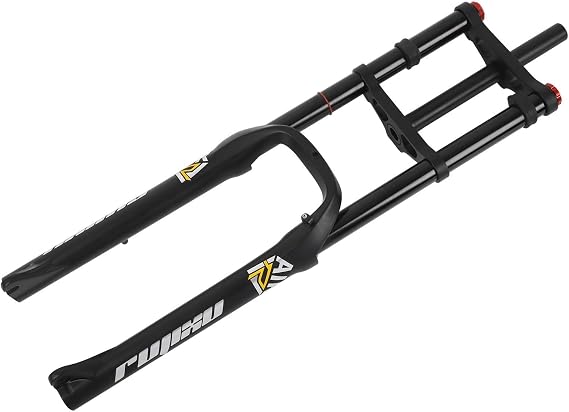 Eバイク用フロントフォーク 26インチ マウンテンバイク 電動サスペンション ディスクブレーキ エアショックアブソーバー 1-1/8ステアラー 170mmトラベル QR 4.0インチファットタイヤ ATB/BMX用 カラー: ブラック Go