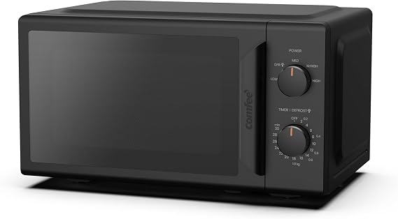 COMFEE ' CMO-MP012ND(BK) Mini Microwave Oven 20 L 700 W, Black, with Large Window, Compact Design, Quick Defrost Function, 5 Power Levels