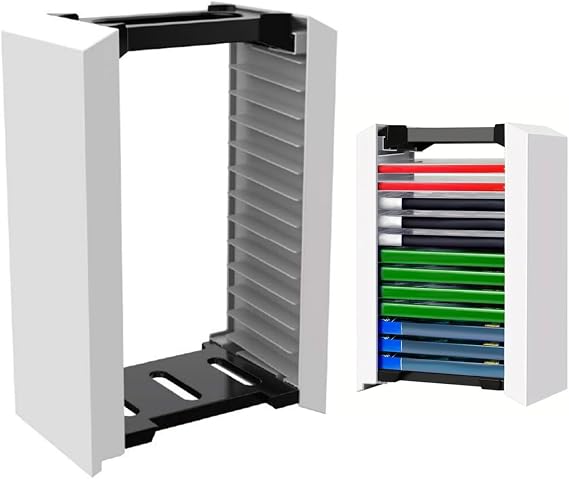 Queen.Y Premium Game Storage Tower Stand Game Box Storage Rack 12 Games Disc Holder Storage Shelf for PS5
