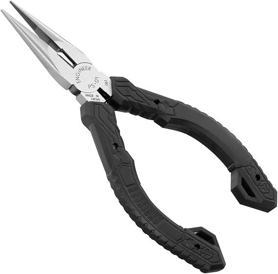 Compact Precision Compact Long Nose Pliers (Needle Nose),Professional Grade, ESD Safe with Carbon Steel Jaws. Made in Japan. ENGINEER ps-01