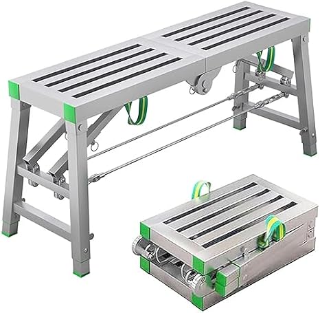 Adjustable Folding Scaffolding, Portable Work Platform 400kg Load Capacity, Multipurpose Scaffold Tower Bench