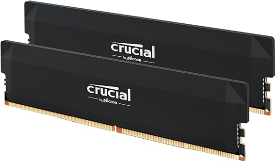 Crucial Pro CP2K32G60C40U5B DDR5 RAM Kit (2x32GB) 6000MHz CL40 Overclocking Gaming Intel XMP 3.0 / AMD Expo PC Computer Memory Black