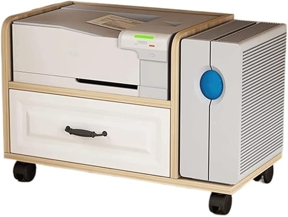 Printer Table Movable Printer Stand with Drawer Storage Copier Stand Printer Cart Under Desk Heavy Duty Printer Shelf on Wheels for Home Easy to use