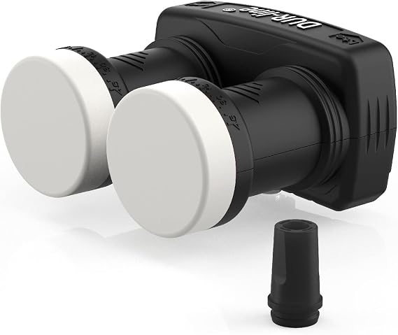 DUR-line 6° monoblock single LNB - Astra 19.2°E + Hotbird 13°E - 1 participant & 2 satellites (MB6-QS) - Double LNC with integrated DiSEqC - Full HD, 4K, 8K, 3D - Weatherproof + mobile phone shielding
