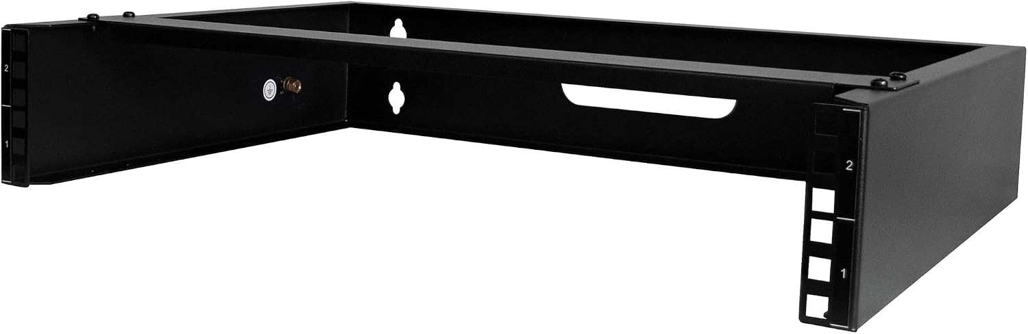 2U Wall Mount Network Rack - 14 in Deep Low Profile - 19" Patch Panel Bracket for Shallow Server, IT Equipment, Network Switches - 77lbs35kg Weight Capacity, Black RACK-2U-14-BRACKET