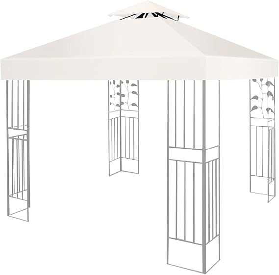 Gazebo Canopy Replacement Covers 3x3m 160GSM Cream Outdoor Garden Gazebo Waterproof Canopy With Double decker roof cover Patio Replacement Tent Top Garden Patio Party Tent (TOP ONLY)