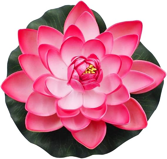 Large Artificial Lotus Flower Fake Floating Water Lily Fish Tank Ornament for Home Garden Patio Pond Aquarium Swimming Pool Wedding Decor Peach Red