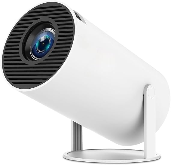 【Dahili Uygulamalar】Elektrikli Odaklı ve Otomatik Anahtar Taşlı Android Akıllı Projektör, WiFi ve Bluetooth'lu Yerel 1080P Film Projektörü, Telefon/Dizüstü Bilgisayar/HDMI/USB için 270° Dönebilen
