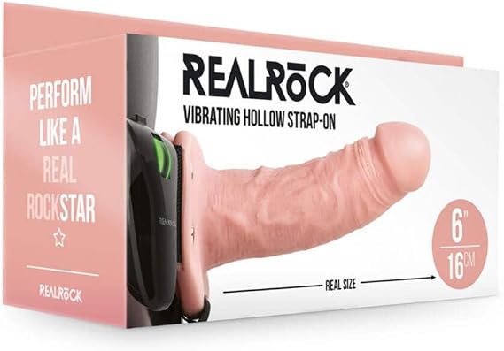 Vibradores clásicos marca SHOTS Vibratore cavo indossabile Vibrating Hollow Strap-on No Balls - 6'' / 15,5 cm - Flesh