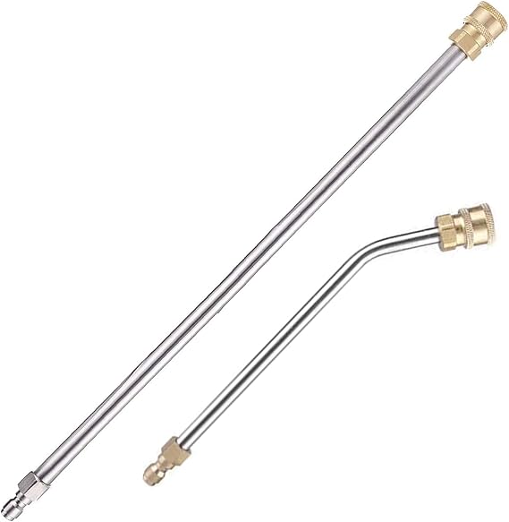 2Pcs Pressure Washer Extension Wand, Extension Lance (15.6"/39.8cm) + 30°Curved Extension Rod (8.9"/22.8cm), 1/4 Inch Quick Connect, 4000 PSI