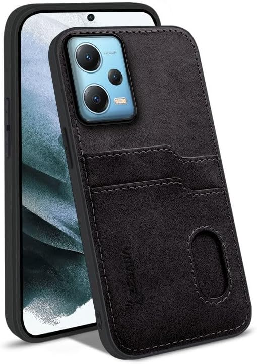 Case Compatible with Zebana Xiaomi Redmi Note 12 Pro 5G Luxury Leather Case with Zebana Card Holder Black