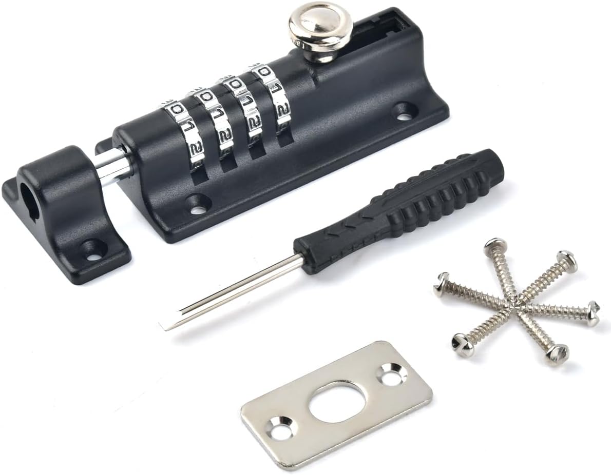 Combination Bolt Lock, Lock Combination Locking Bolt 4 Digit Sliding Lockable Padbolt 120mm Combi Bolt Door Lock Code Lock Garden Gate Locks for Wooden Gates, Door Latch Lock For Home Gate Shed Garage