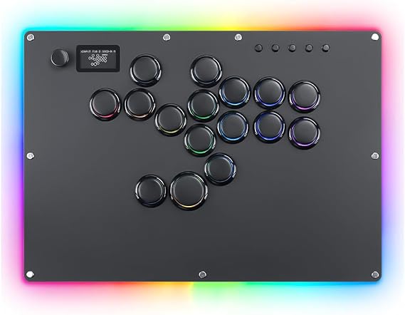 Guilekeys レバーレス アケコン レバーレスコントローラー レバーレスアケコン GK-16黒 多機能ボタン搭載 ボタンリム RGB雰囲気ライト 格ゲー向け For PC Switch 2 PS4 PS3 Windows Switch Android Steam 遅延無し 静音 持ち運び 膝置き ボタン交換 日本語説明書