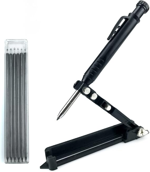 Multi-Function Graffiti Tool Woodworking Graffiti Line Measuring Tool DIY Scribing Contour Gauge Copying Gauge Taker, Scribing Ruler Construction Pencil Great for Woodworking Architect (Black)
