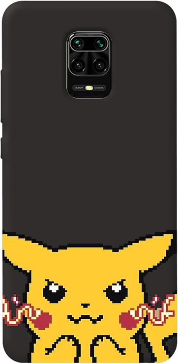 Xiaomi Redmi Note 9S ile Uyumlu Siyah İçi Kadife Pika Pixel Desenli Silikon Telefon Kılıfı lansmankilif_186