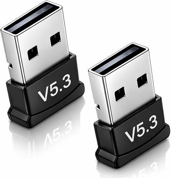 2PCS USB Bluetooth 5.3 Adapter for PC and Laptop, Mini Plug USB Wireless Bluetooth Dongle Receiver, Mini Dongle 2.4G 5G Dual Band High Speed Receiver, Stable Signal, Compact Size, Easy Setup