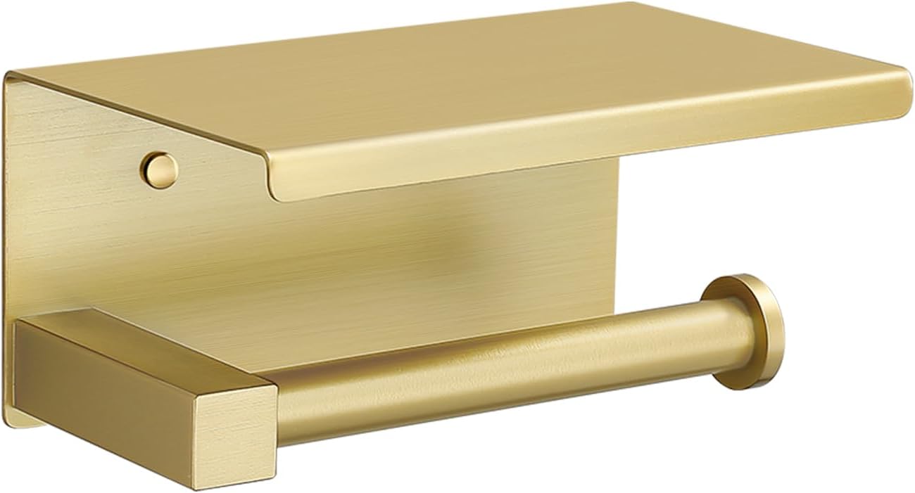 TURS Toilet Roll Holder with Telephone Toilet Roll Holder for Bathroom SUS 304 Stainless Steel for Bathroom or Kitchen (Birthstetes Gold)
