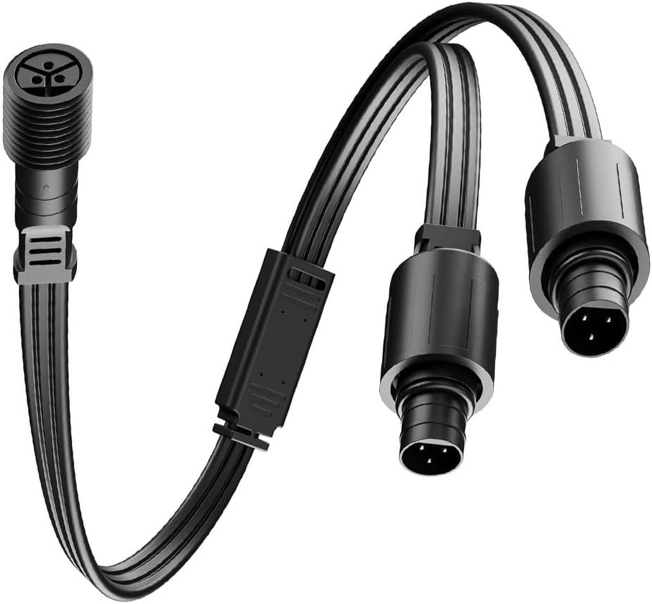 Waterproof Y-Splitter Cable for Eufy E22 Outdoor Lighting, 300V 22AWG Oxygen-Free Copper, IP65 Weatherproof for Garden Decor
