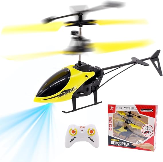 Remote Control Helicopter for Kids, RC Helicopter Toys, RC Flying Toy, One Key Take Off and Landing, Easy to Fly Indoor and Outdoor Radio RC Helicopter, for Age 3+ Kids Party Gifts (Yellow)
