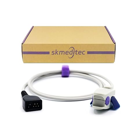 skmeditec SpO2 Sensor Compatible with Nonin Direct Connect Cable, 9.8FT Small Clip Probe with 7 Pins Connector, Replacement Cord