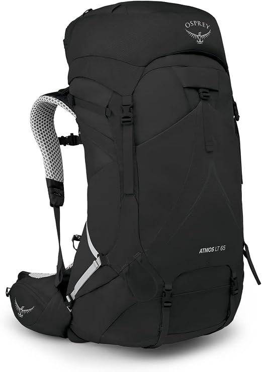 Osprey Atmos AG LT Men's Backpacking Pack, 65L Small/Medium, Black