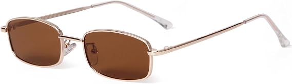 Retro Narrow Rectangle Sunglasses for Women Men 90s Square Glasses